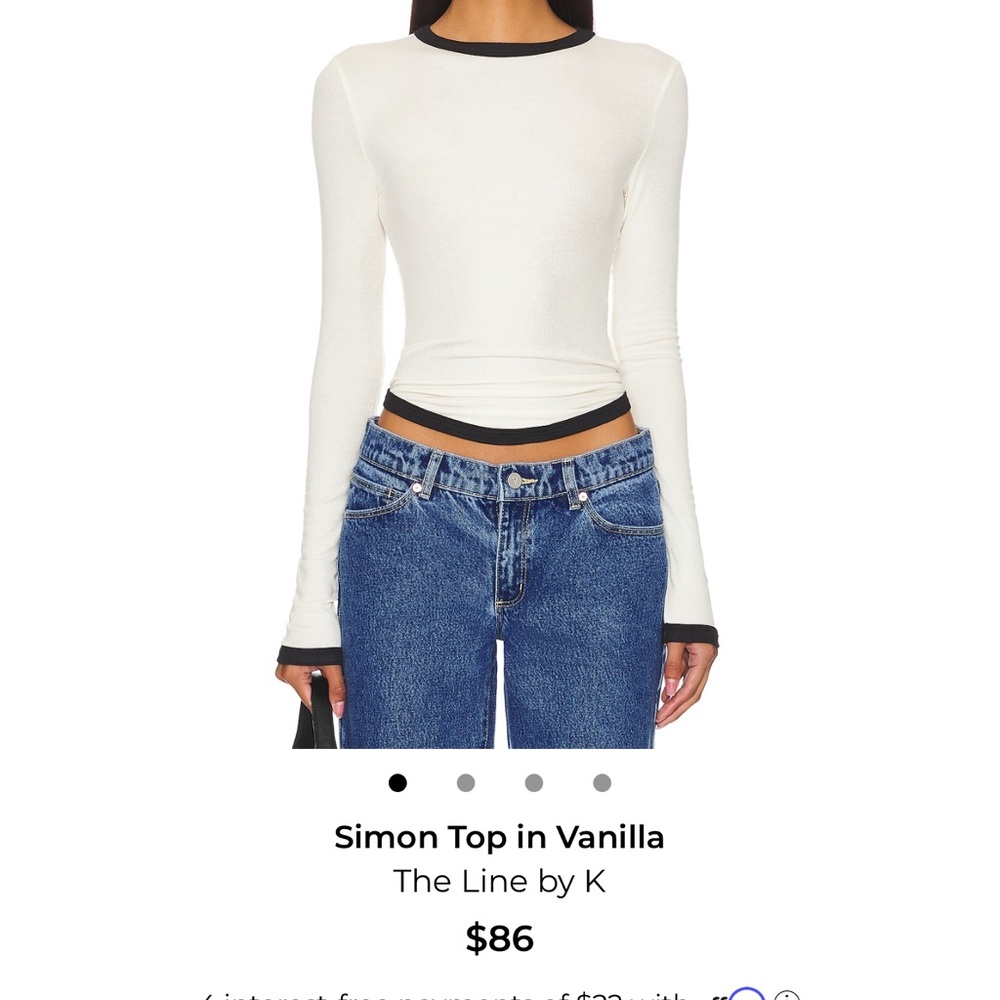 The Line by K Simon Long Sleeve Top in Vanilla with Black Trim